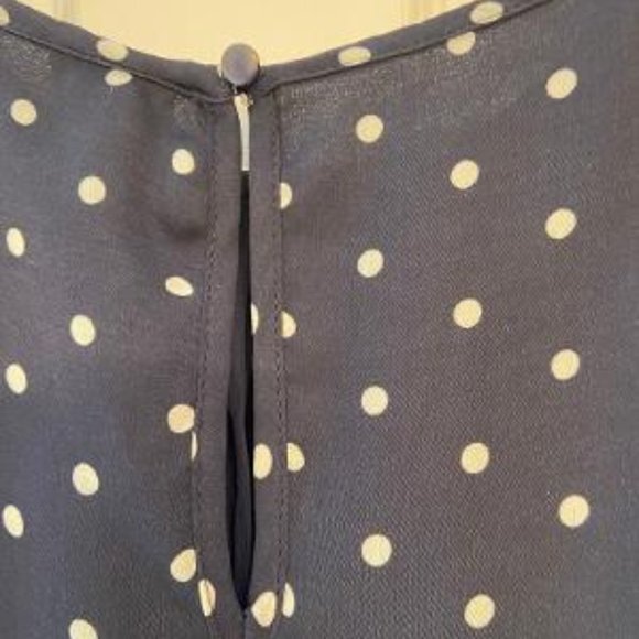 Navy & White Polka Dot Smocked Peplum Blouse - Picture 4 of 5